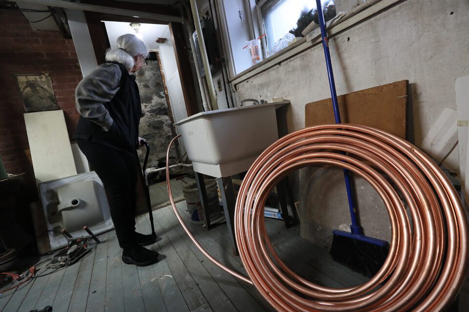 Photo of a lead service line being replaced with copper in Boston