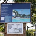 A construction sign at Astoria Pool.