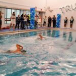 Swimmers hit the water at Harry S. Truman High School in the Bronx.