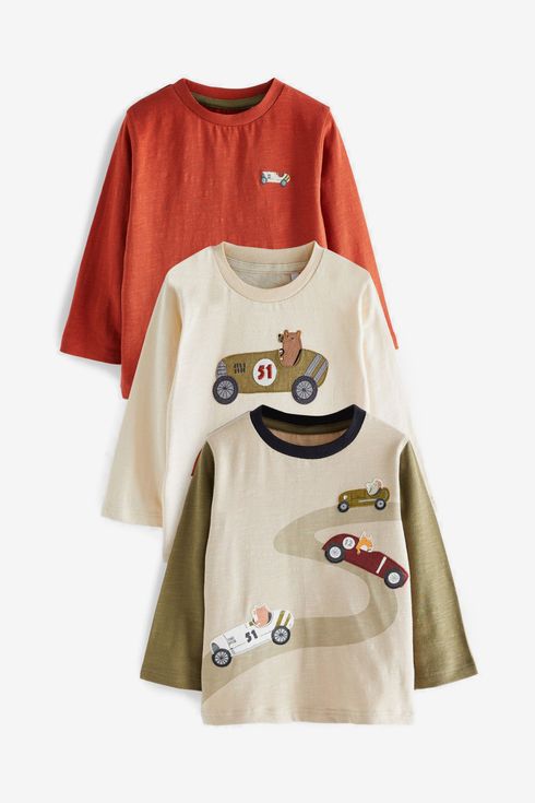 NEXT Kids' Assorted 3-Pack Racing Cars Long Sleeve T-Shirts