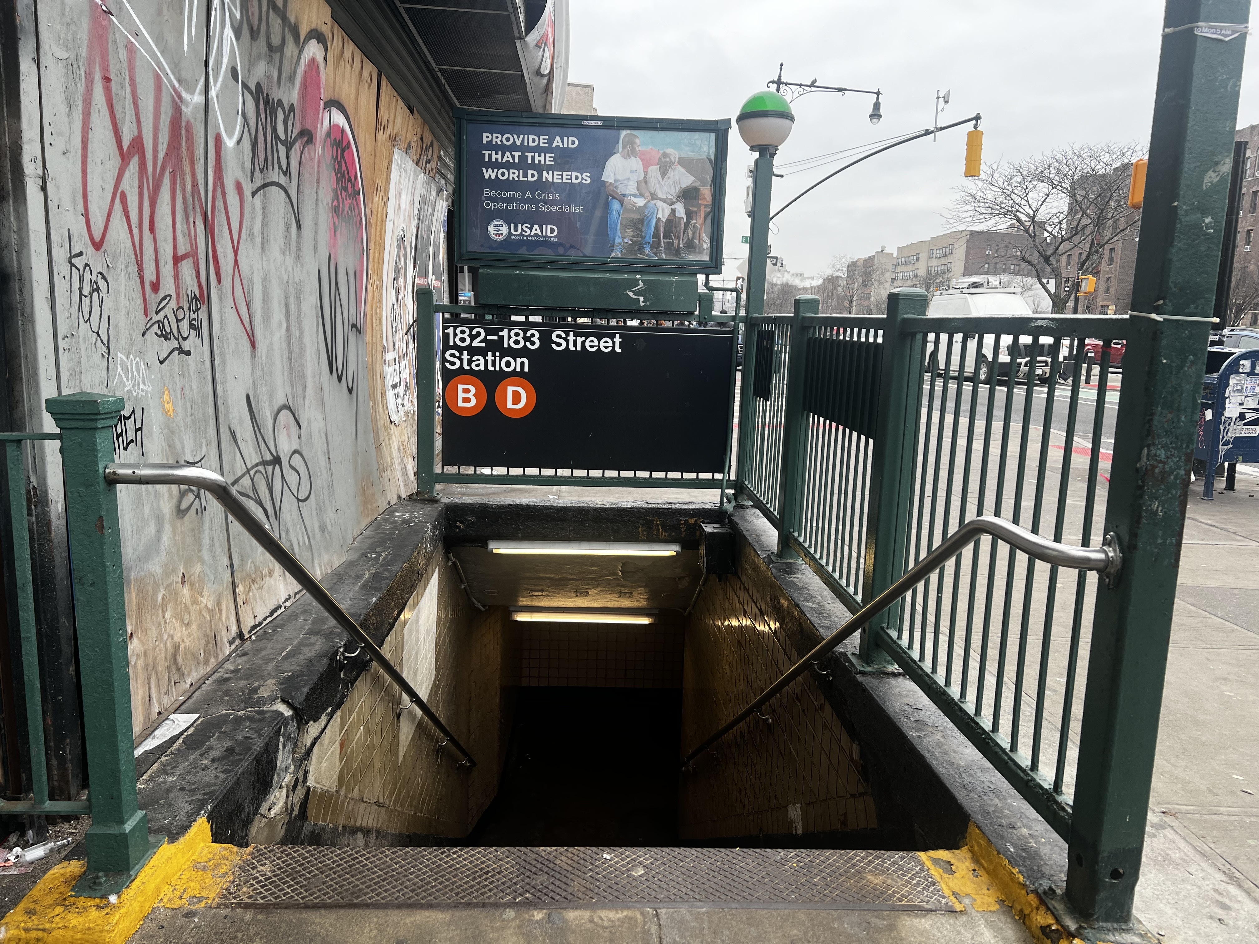 The entrance to the 182-183 Street Station in the Bronx.