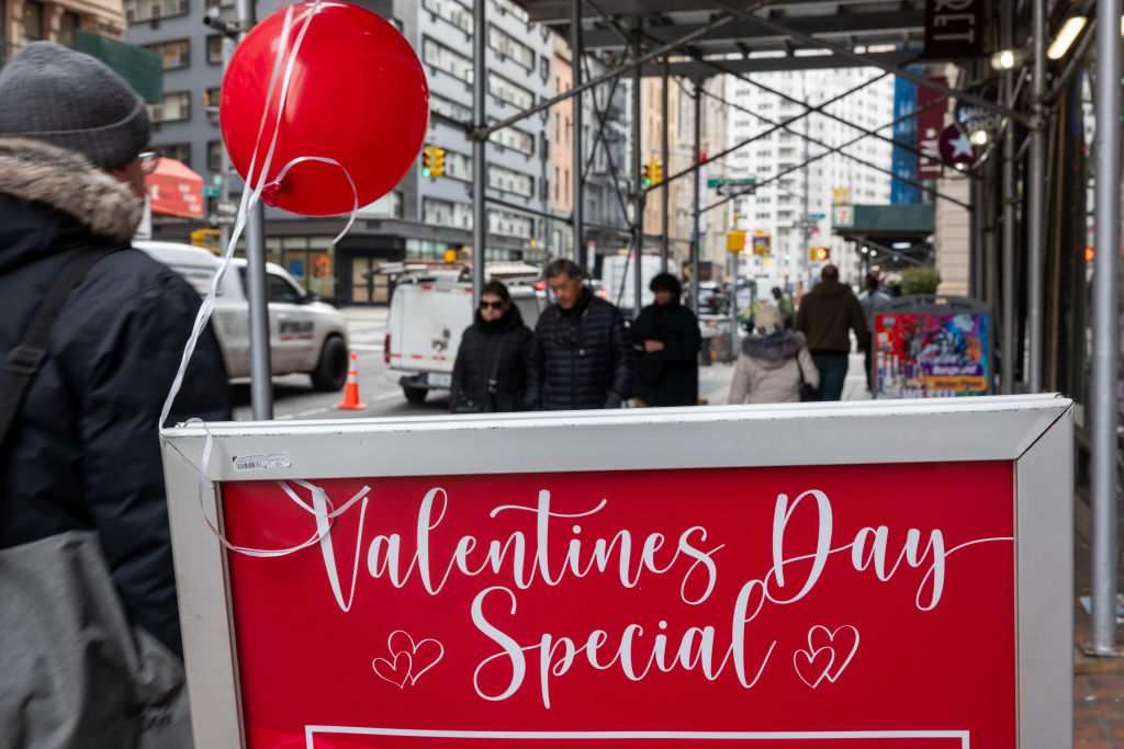a Valentine's Day promotion outside a shop