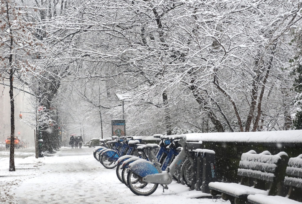 snow covering Citi Bikes