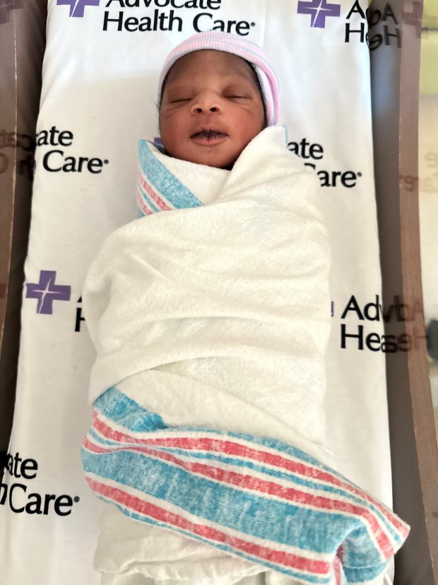 A baby boy, Malik Jordan Jr., was born to parents Akalya Pittard and Malik Jordan on Leap Day, Feb. 29, 2024, at Advocate Christ Medical Center in Oak Lawn. (Advocate Health Care)