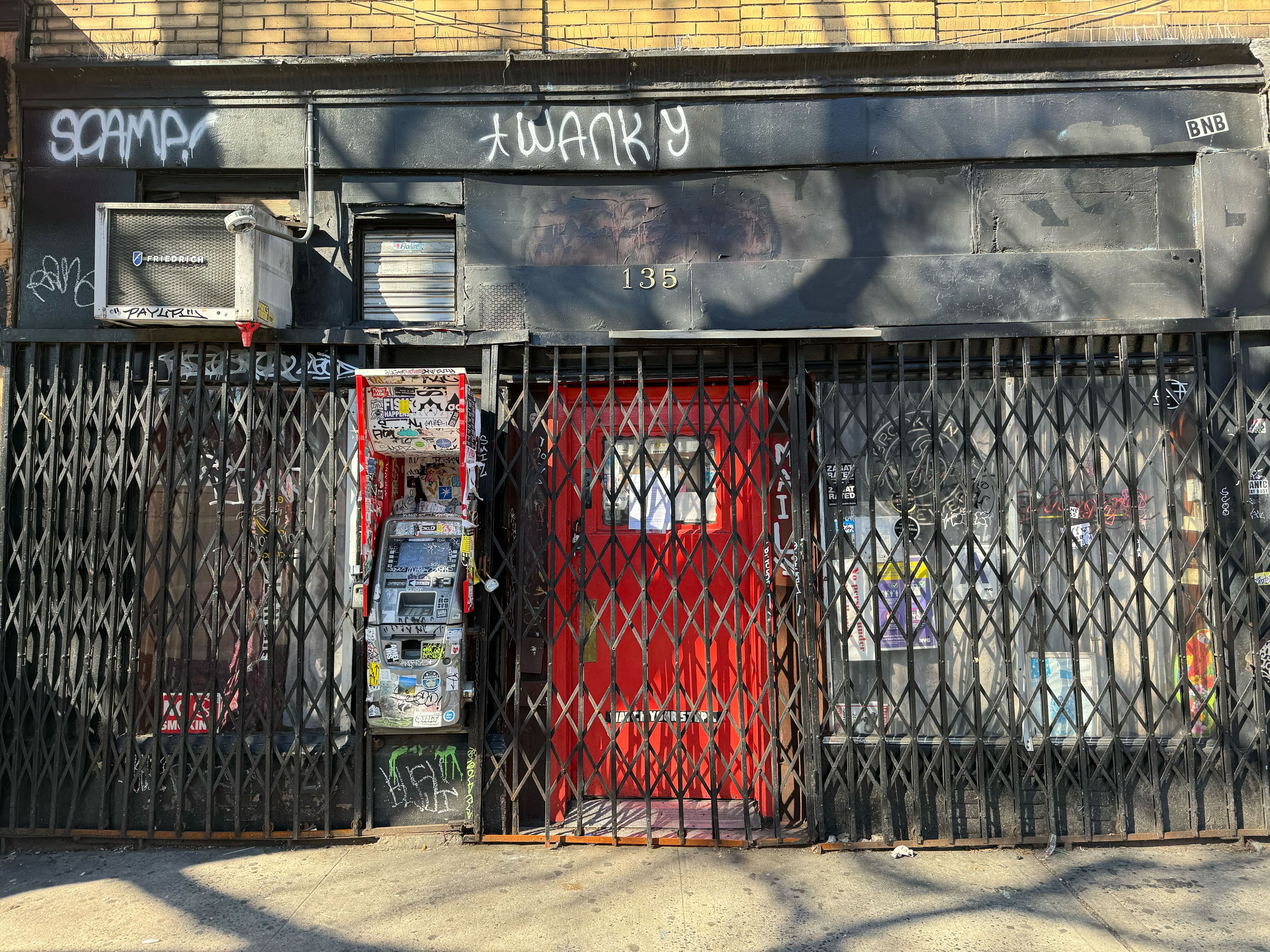 A shuttered bar in the East Village.