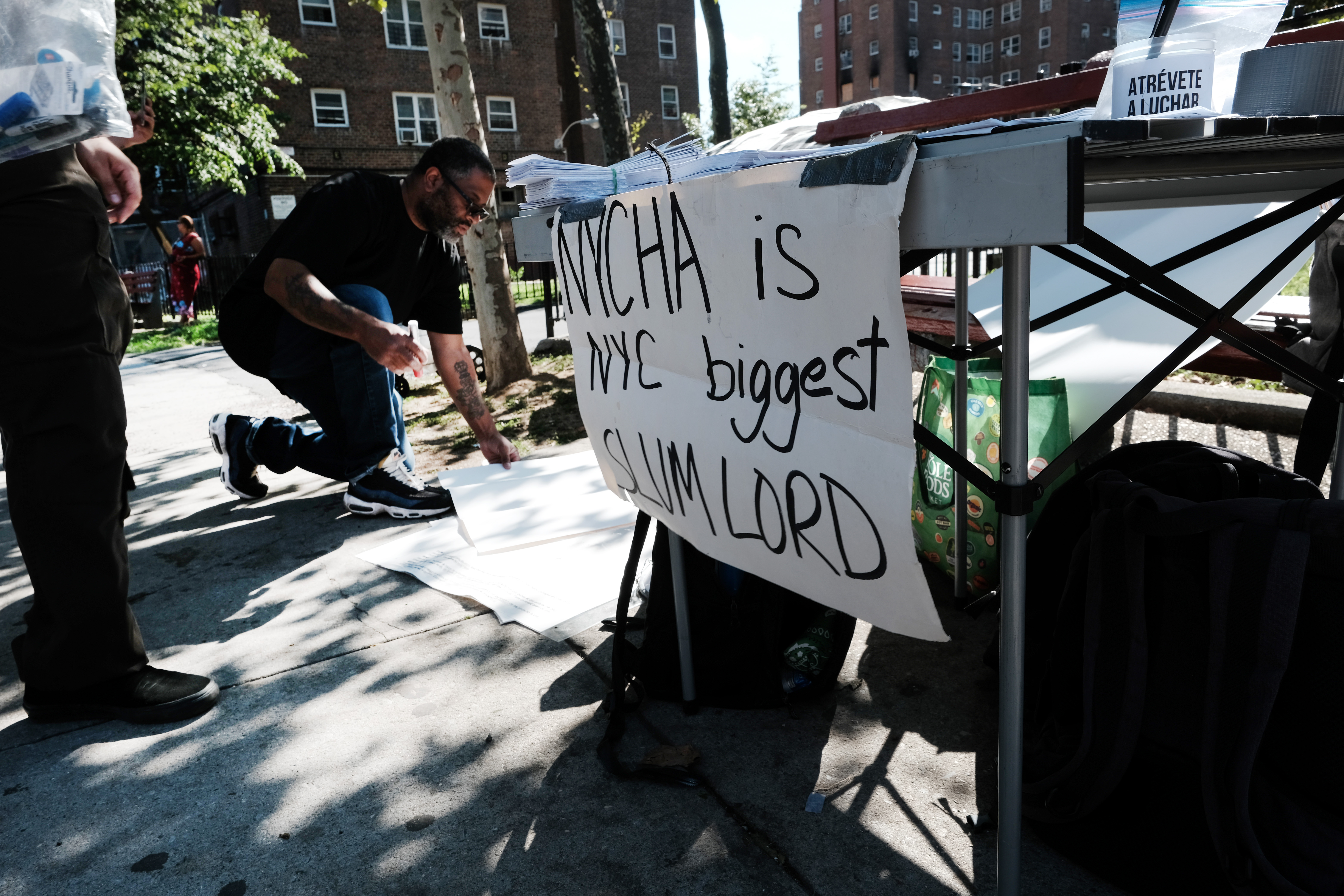 A photo of a protest against NYCHA