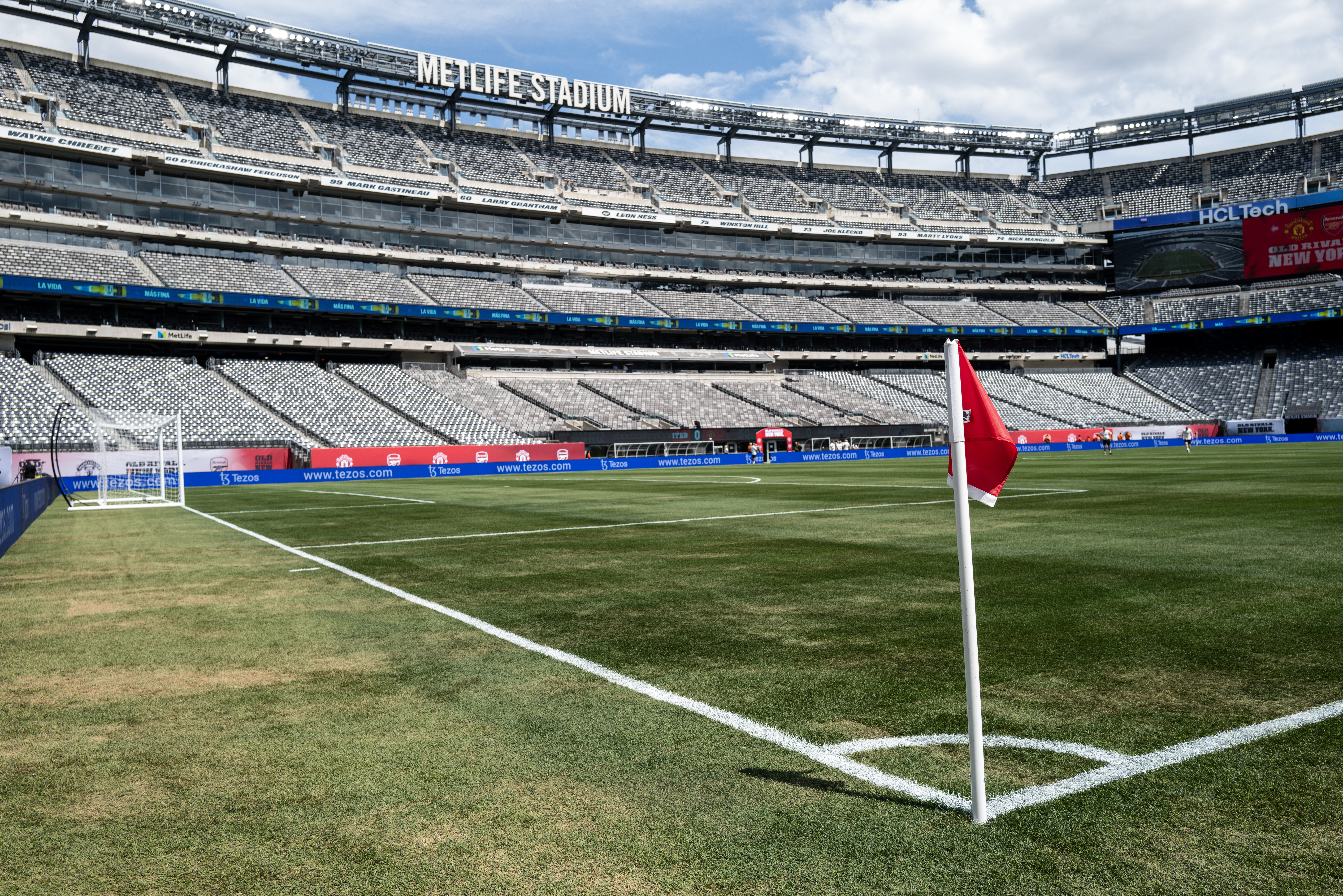 A general view of the MetLife Stadium the home of NFL teams the New York Giants and Jets ahead of the USA summer friendly game between Arsenal and Manchester United at MetLife Stadium on July 22, 2023.