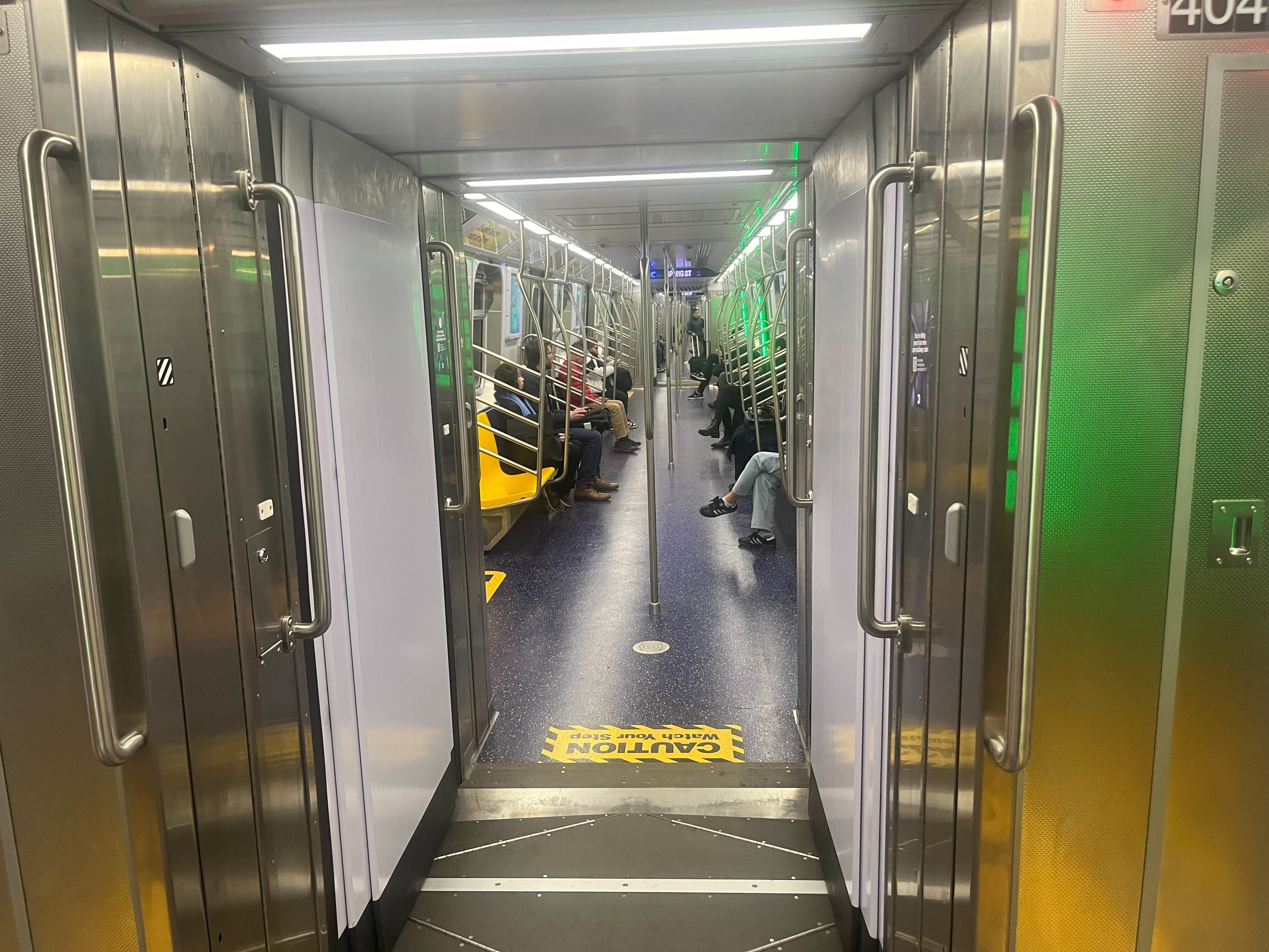 An R211T open gangway subway train running on the C line Feb. 6, 2024.