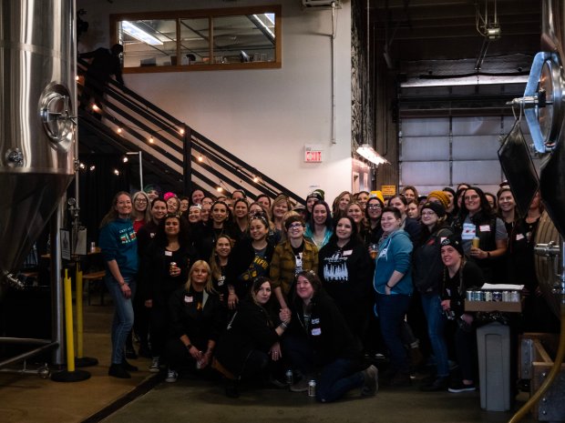 Women representing dozens of beer organizations from across the Chicago area gathered at Solemn Oath Brewery on Tuesday, who are together helping create a limited-edition craft beer in honor of International Women's Day. (Tess Kenny/Naperville Sun)