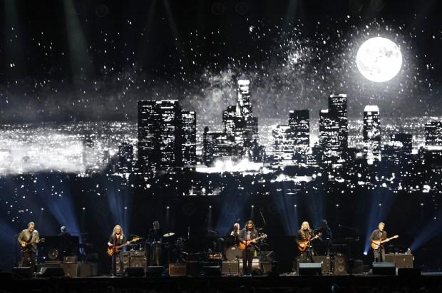 The Eagles perform "One of These Nights" at the United Center, March 8, 2024, in Chicago. (John J. Kim/Chicago Tribune)