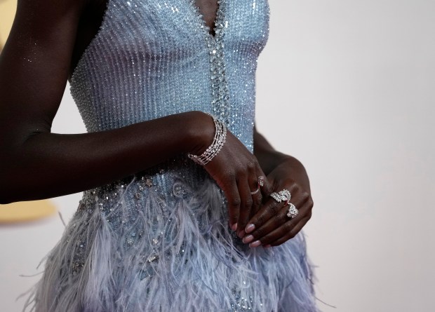 Lupita Nyong'o arrives at the Oscars on Sunday, March 10, 2024, at the Dolby Theatre in Los Angeles. (AP Photo/Ashley Landis)