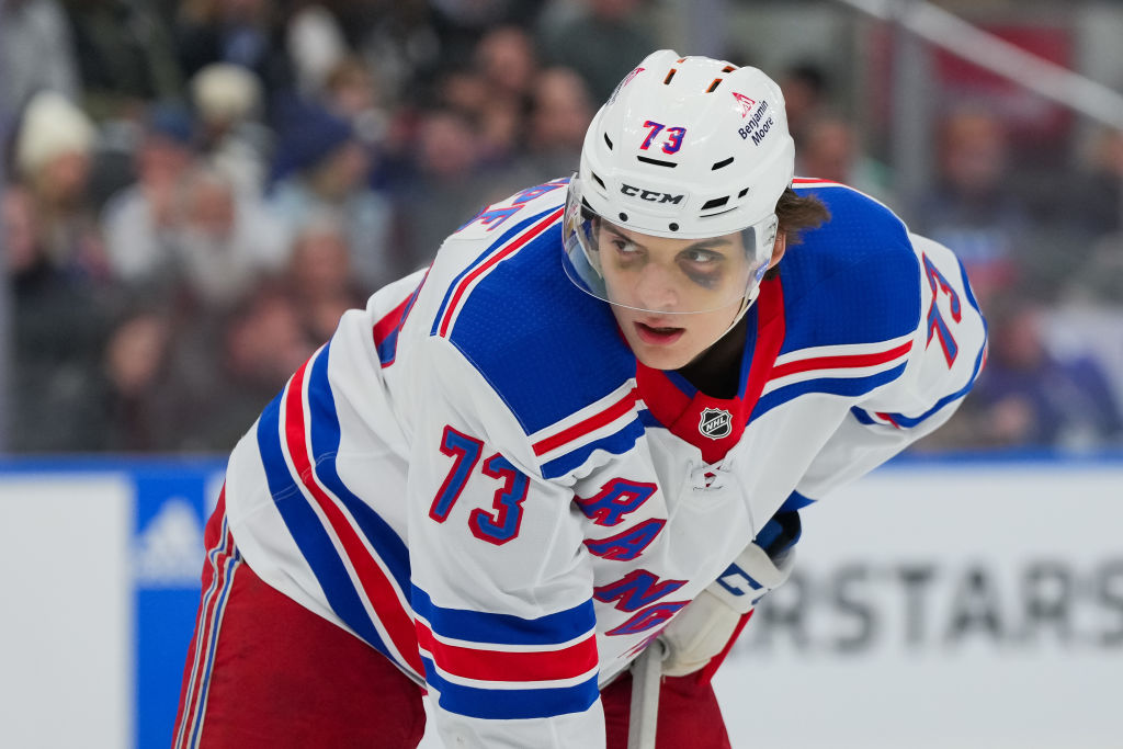 Rangers rookie Matt Rempe with two black eyes