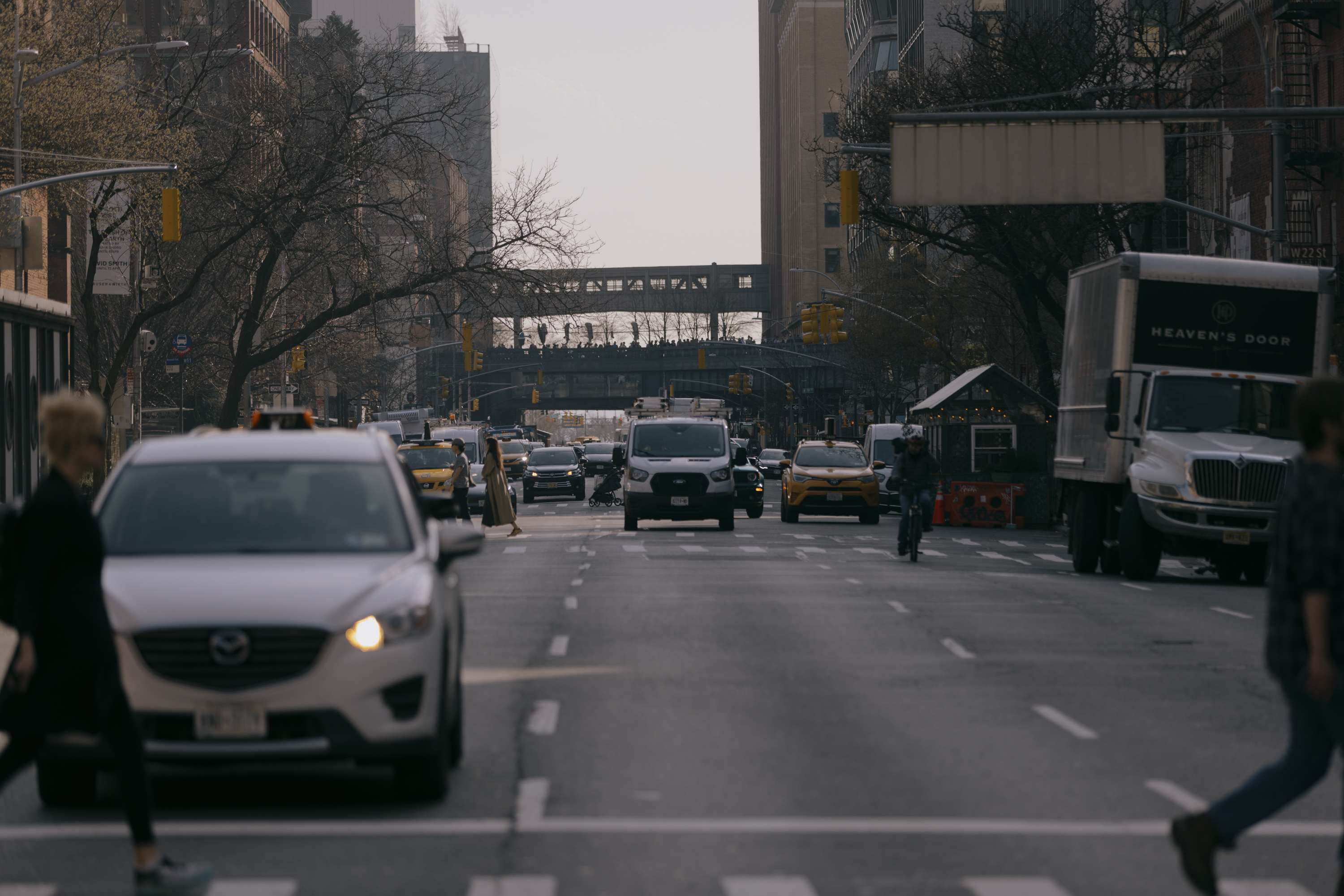Cars in Manhattan traffic.