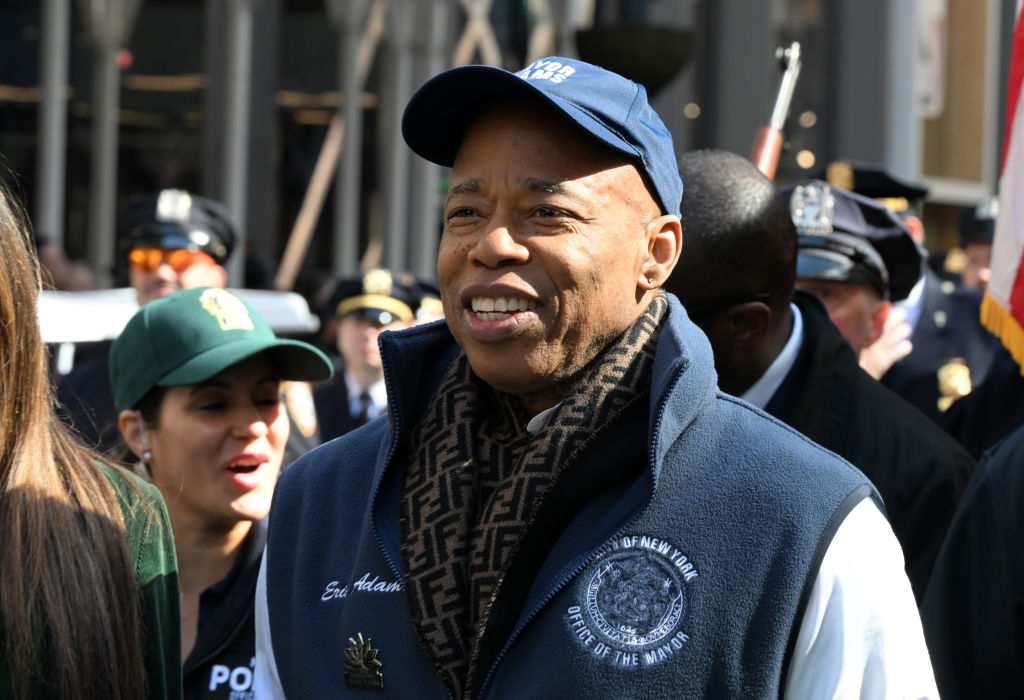 New York City Mayor Eric Adams marches in the St. Patrick's Day Parade in Manhattan on March 16, 2024.