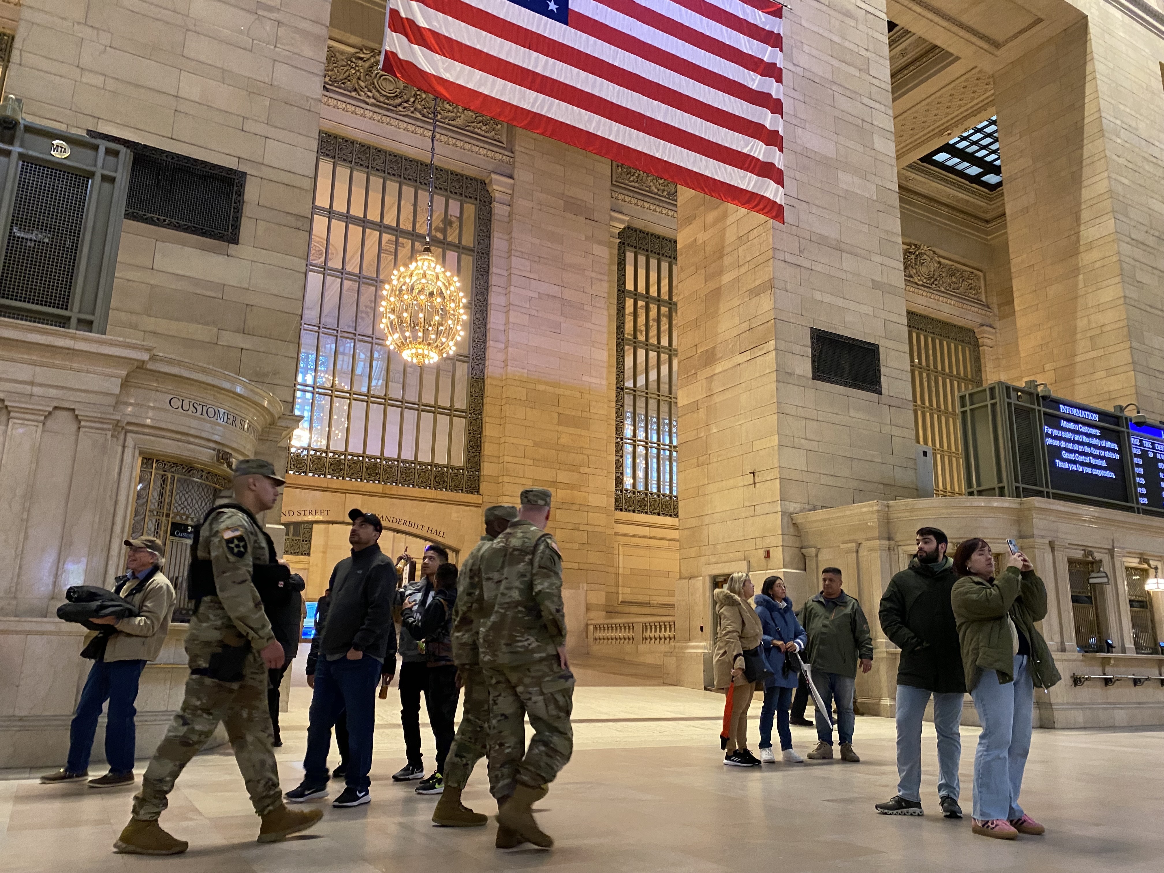 National Guard members seen in the main concourse of Grand Central Terminal in Manhattan on March 7, 2024