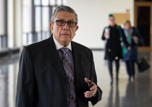 Dr. Fabio Ortega, shown in March 2023 during a civil proceeding at the Daley Center, pleaded guilty in 2021 to sexually abusing two former patients. His medical license has been revoked. (Brian Cassella/Chicago Tribune)