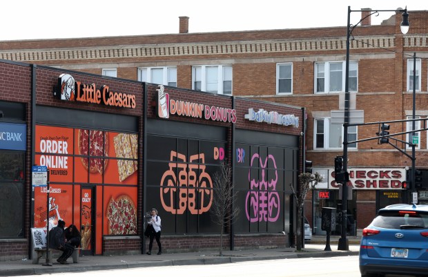 The 3300 block of West North Avenue in Chicago's Humboldt Park neighborhood where a 4 year-old boy was critically wounded yesterday while riding in a car, April 10, 2024. (Chris Sweda/Chicago Tribune)