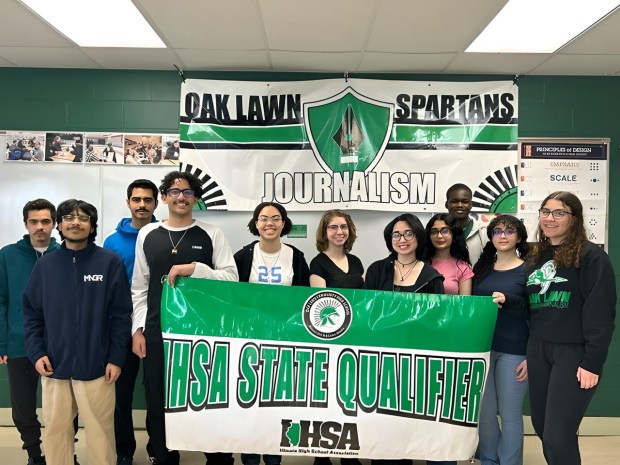 The Oak Lawn Spartan Journalism team won its fourth consecutive IHSA Sectional title on April 6. (Oak Lawn Community High School)
