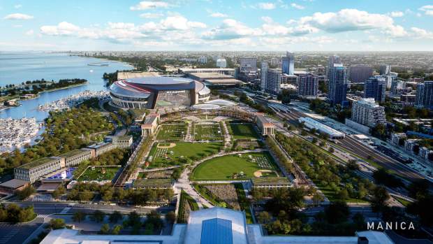 Renderings of a new lakefront stadium were released by the Chicago Bears on April 24, 2024. (Manica)