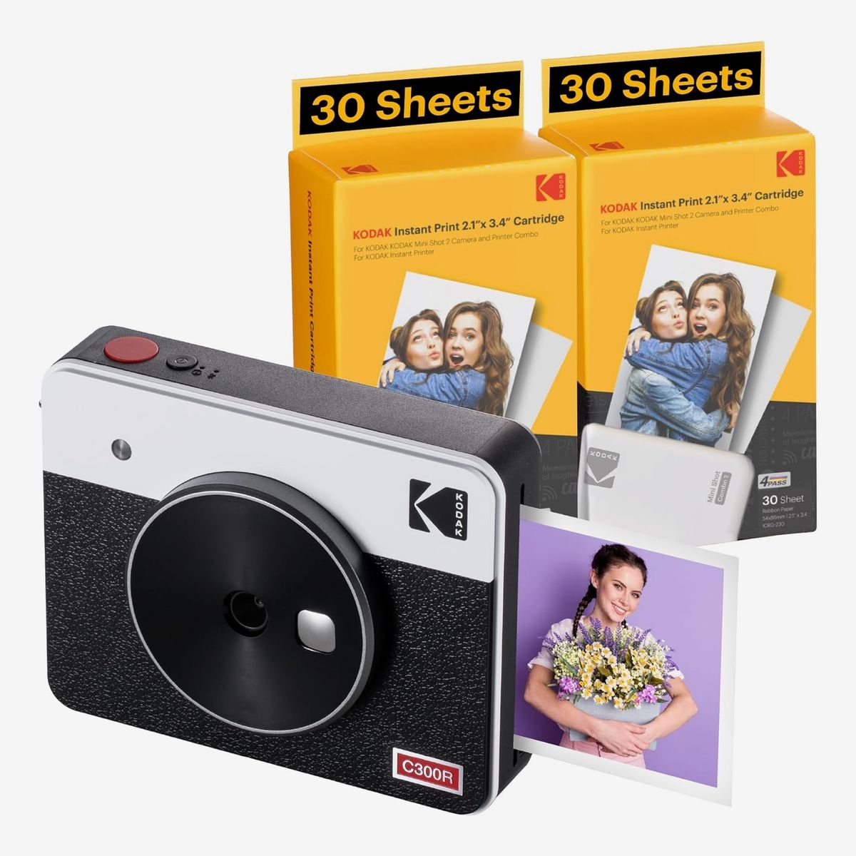 Kodak Mini Shot 3 Retro 4PASS 2-in-1 Instant Digital Camera and Photo Printer + 60 Sheets Cartridge Bundle