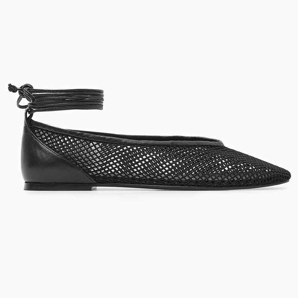 COS Leather-trimmed Mesh Ballet Flats