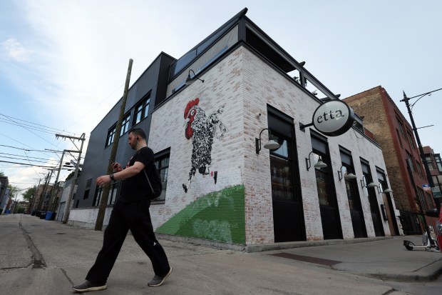 The exterior of the Etta restaurant on W. North Avenue in Chicago on April 29, 2024. Johann Moonesinghe, CEO and co-founder of the Austin, Texas-based restaurant startup called inKind, purchased the Etta restaurant group out of bankruptcy. (Terrence Antonio James/Chicago Tribune)