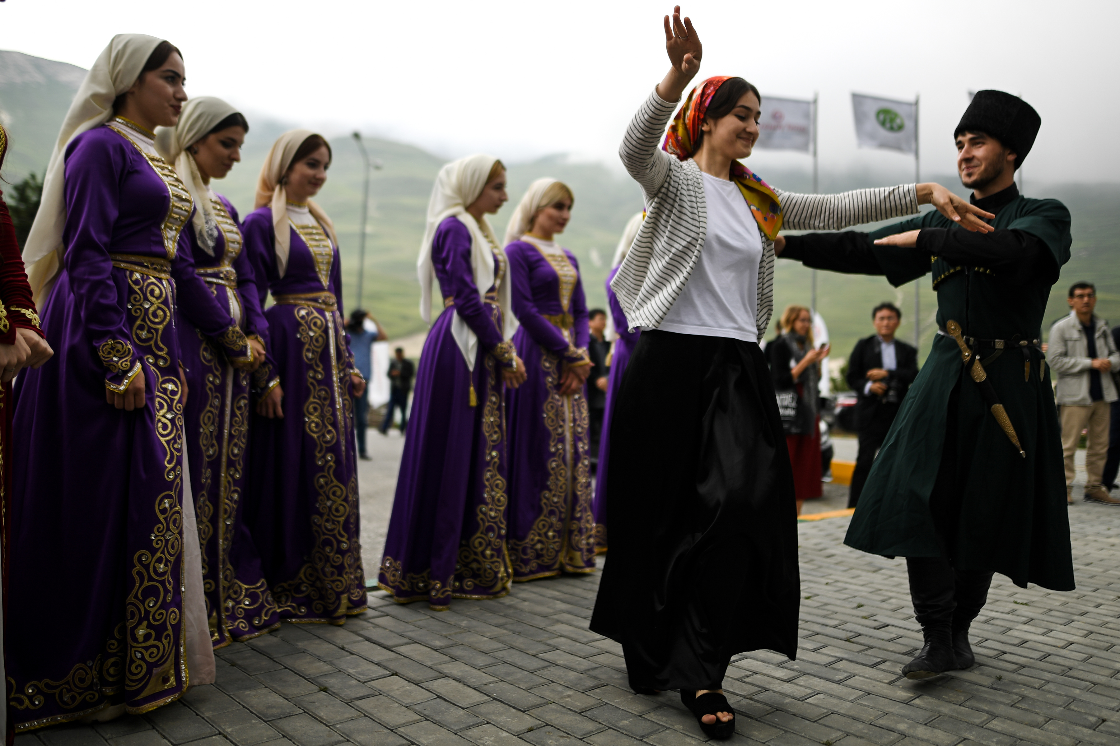 Chechens doing a traditional dance