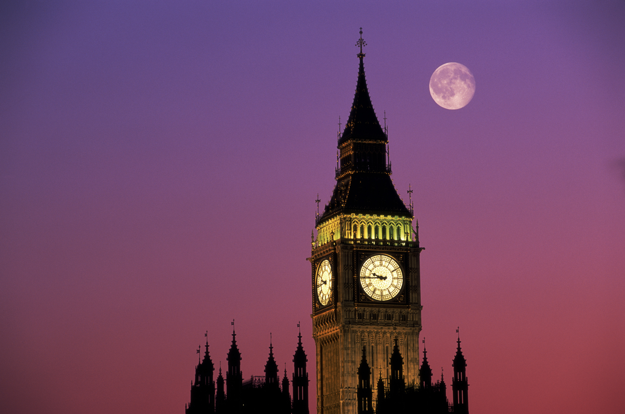 Big Ben with the moon in the background