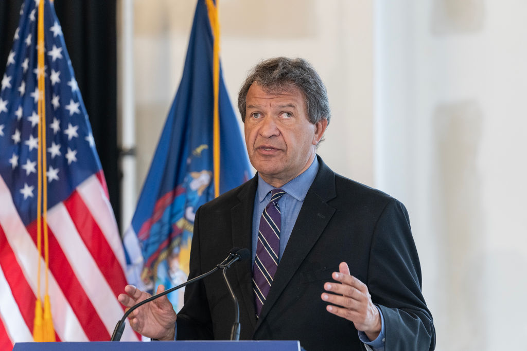 Westchester County Executive George Latimer speaks during an announcement by New York Gov. Kathy Hochul on Aug. 7, 2023.