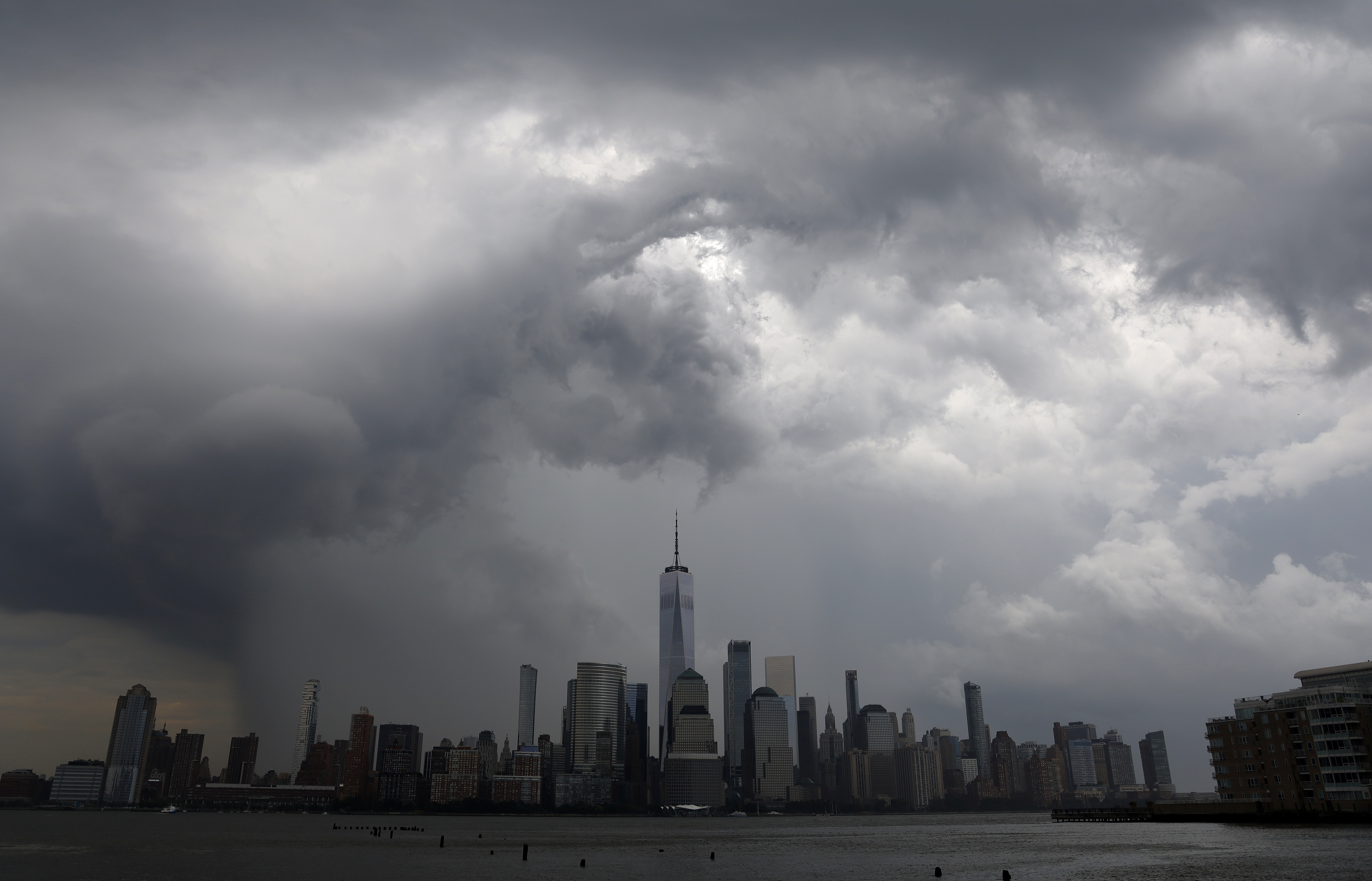 A photo of a cloudy NYC skyline.