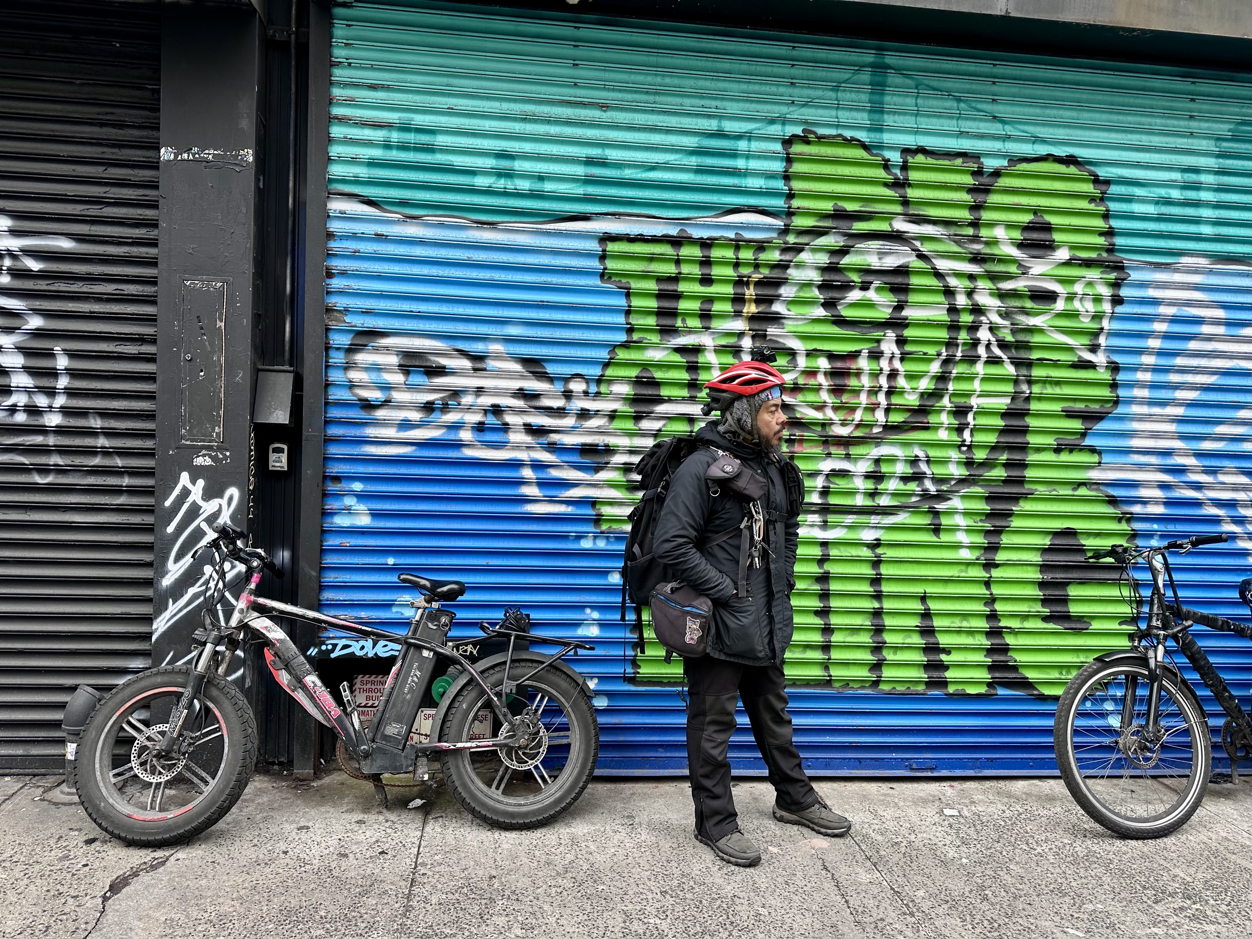 The city’s first e-bike battery charging station in Cooper Square.