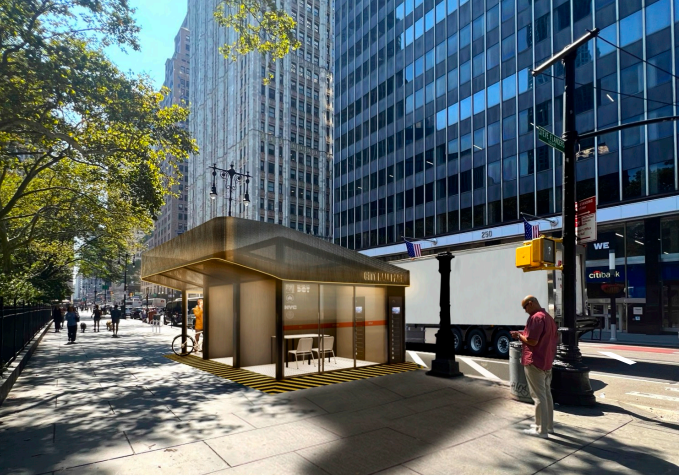 A rendering of a new delivery hub near City Hall.