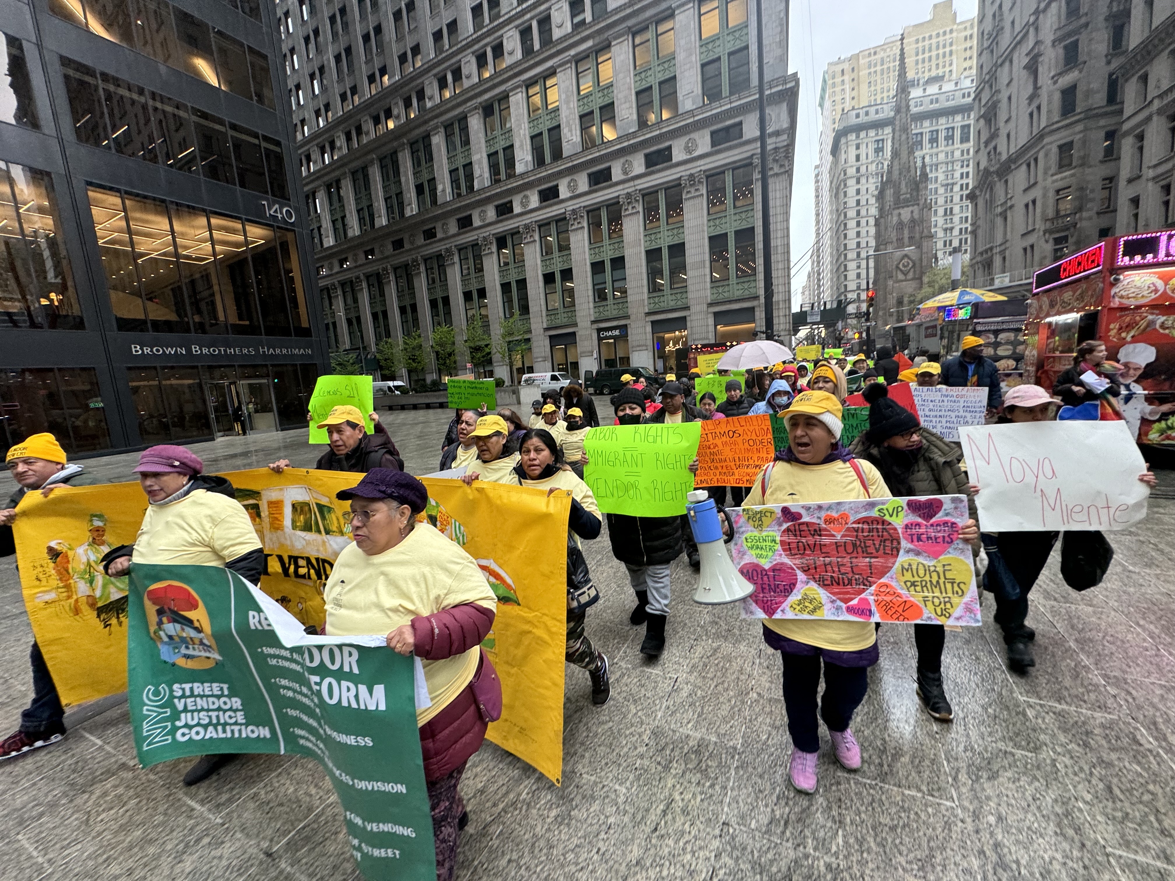 Street vendors marched on City Hall in Manhattan last week.