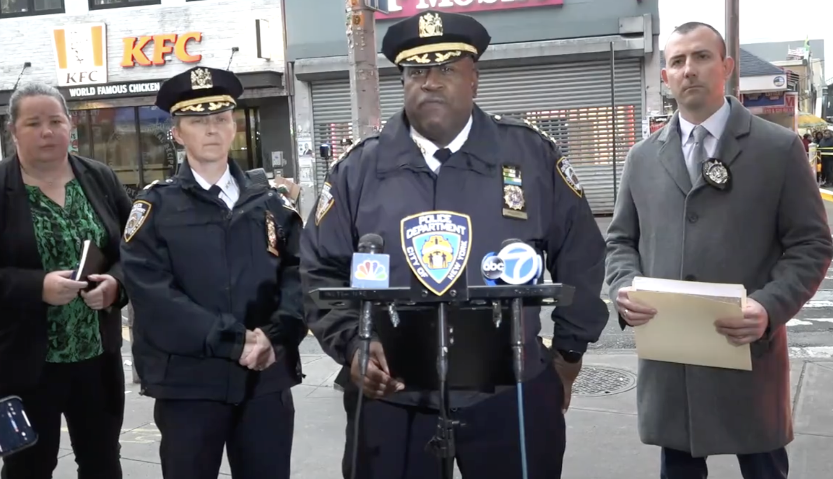 A photo of Chief of Department Jeffrey Maddrey briefing reporters