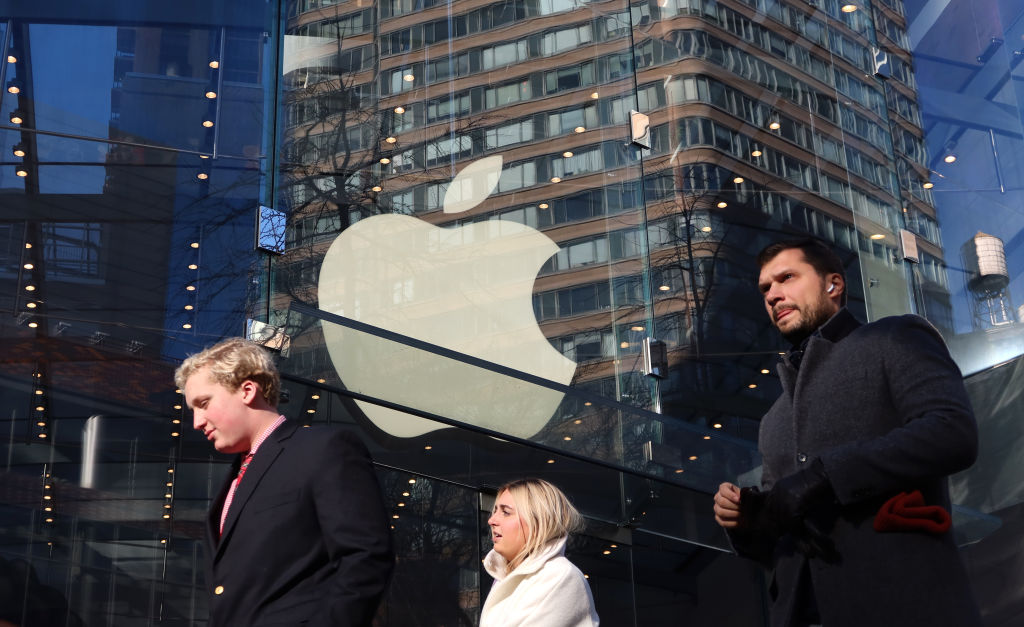 The façade of the Upper West Side Apple store seen on Dec. 21, 2022.