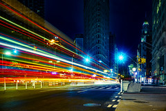 The Flatiron District at night