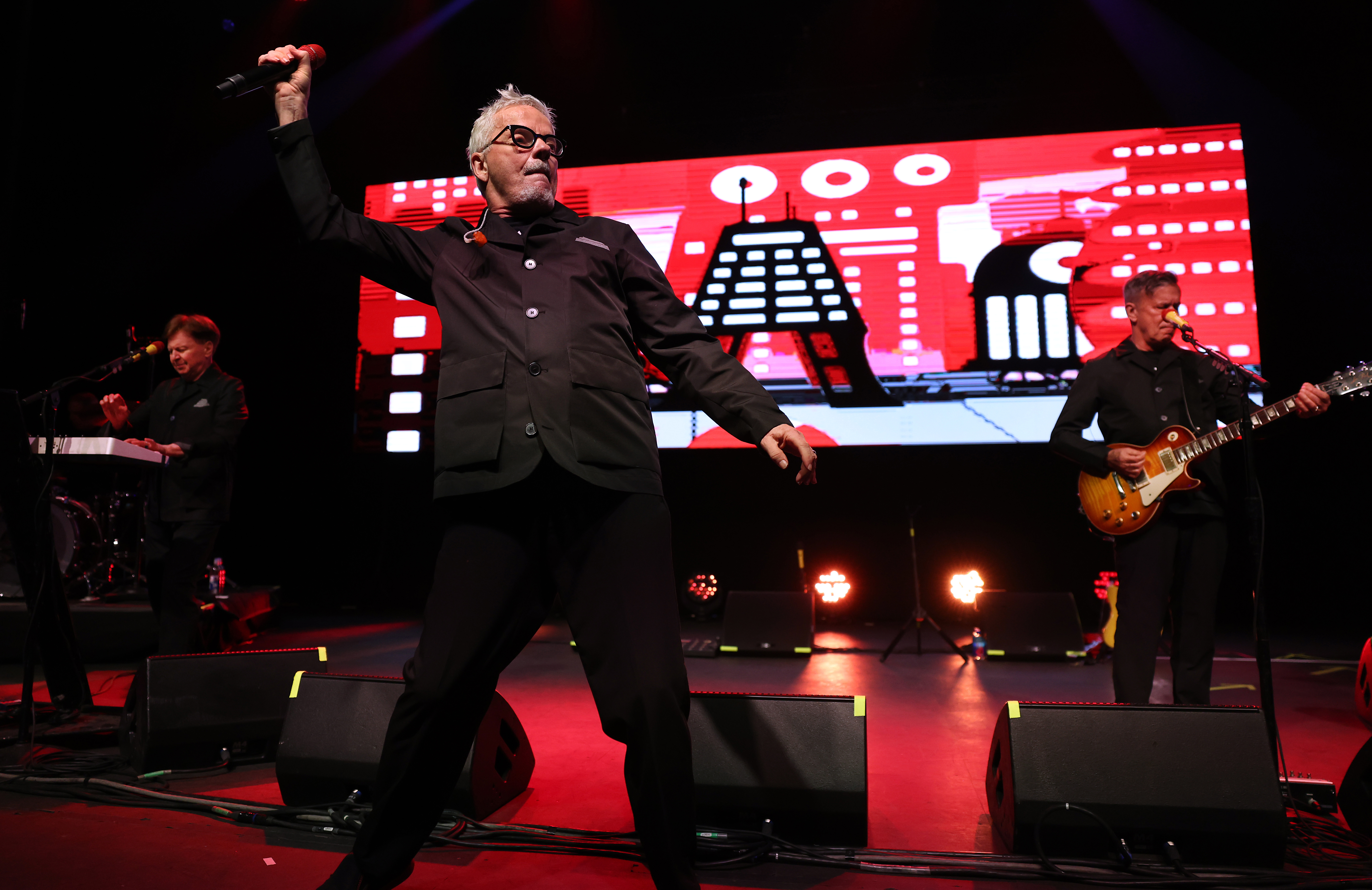 Mark Mothersbaugh leads Devo during a performance at the Riviera...
