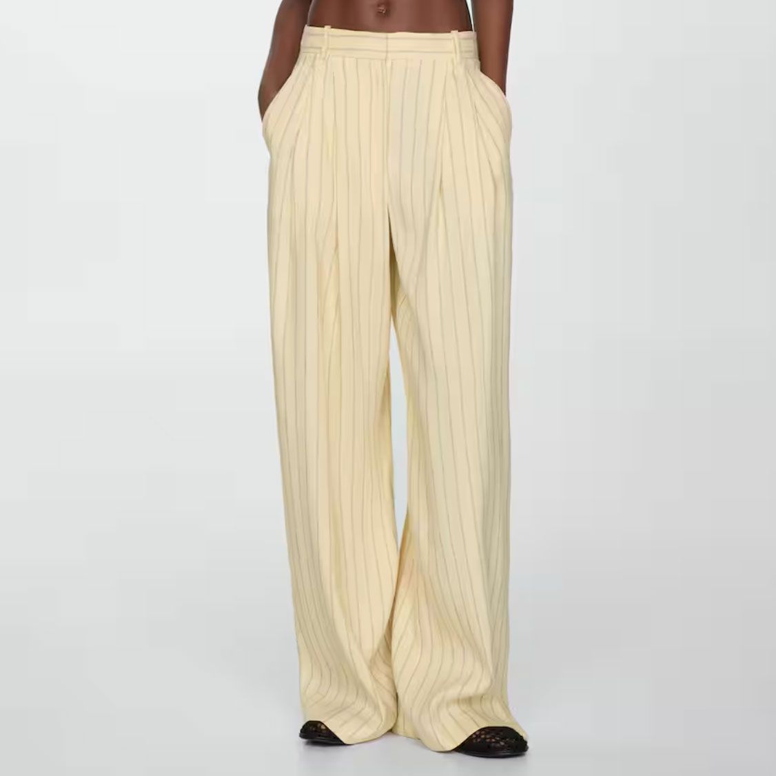 Mango Striped Linen-Blend Pants