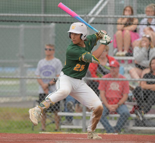 Waubonsie Valley's Shane Torres (25) bats against the Naperville Central during DuPage Valley Conference Tournament championship baseball game on Thursday, May 16, 2024. (Mark Black / Naperville Sun)