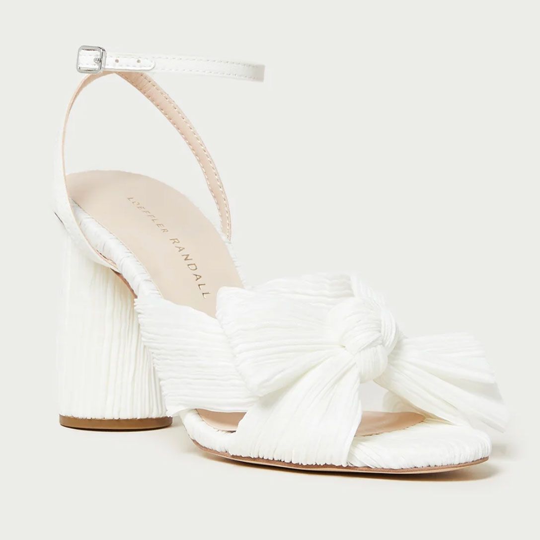 Loeffler Randall Camellia White Pleated Bow Heels