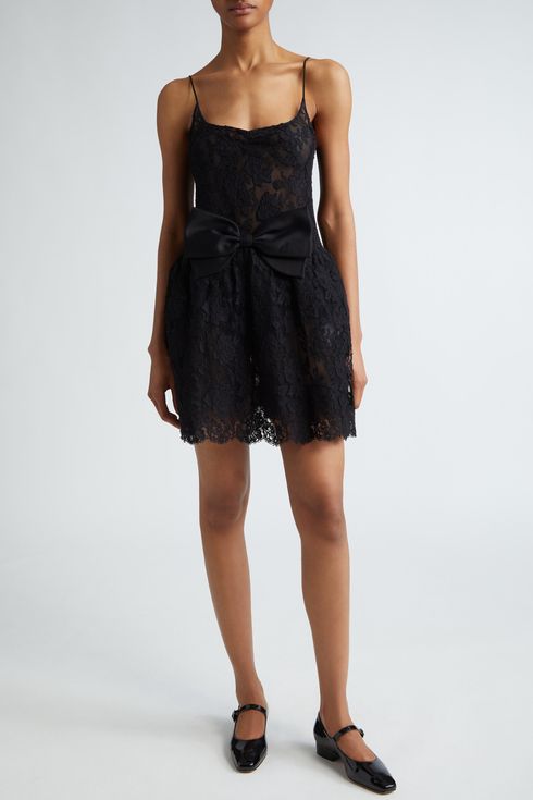 Shushu/Tong Bow Tie Wool & Silk Lace Minidress