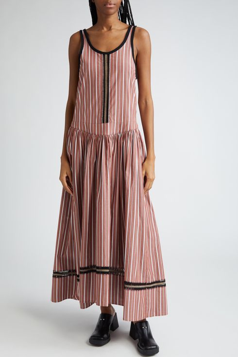 Diotima Pocomania Stripe Cotton Maxi Dress