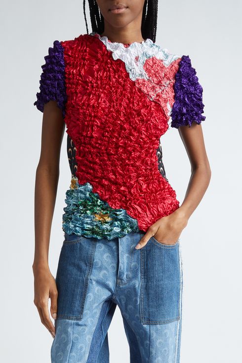 Marine Serre Popcorn Patchwork Top