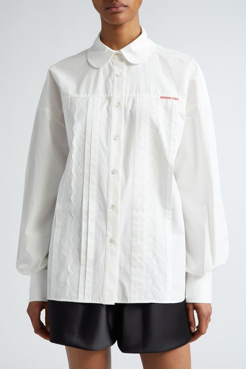 Shushu/Tong Lace Trim Cotton Poplin Shirt