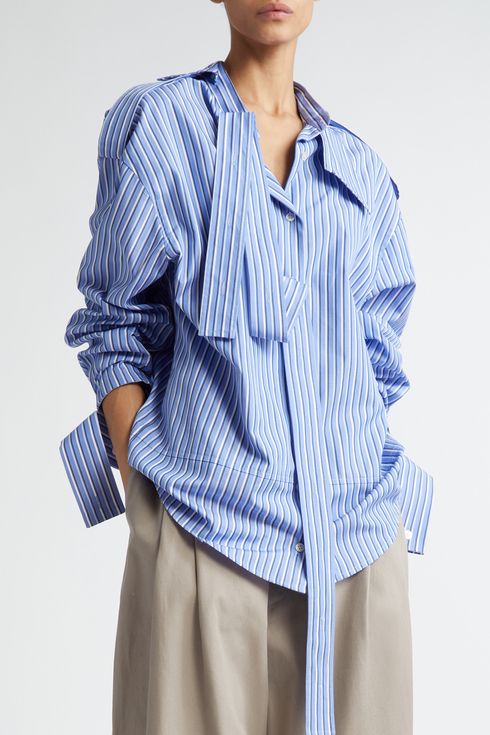 Meryll Rogge Stripe Deconstructed Button-Up Shirt