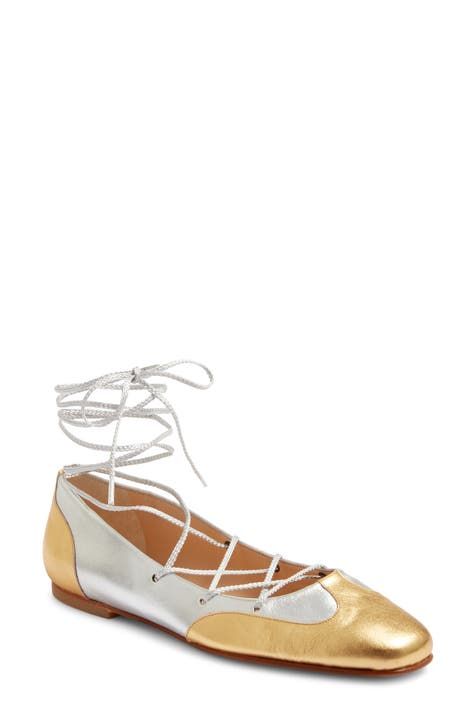 Molly Goddard Helena Two-Tone Lace-Up Ballet Flat