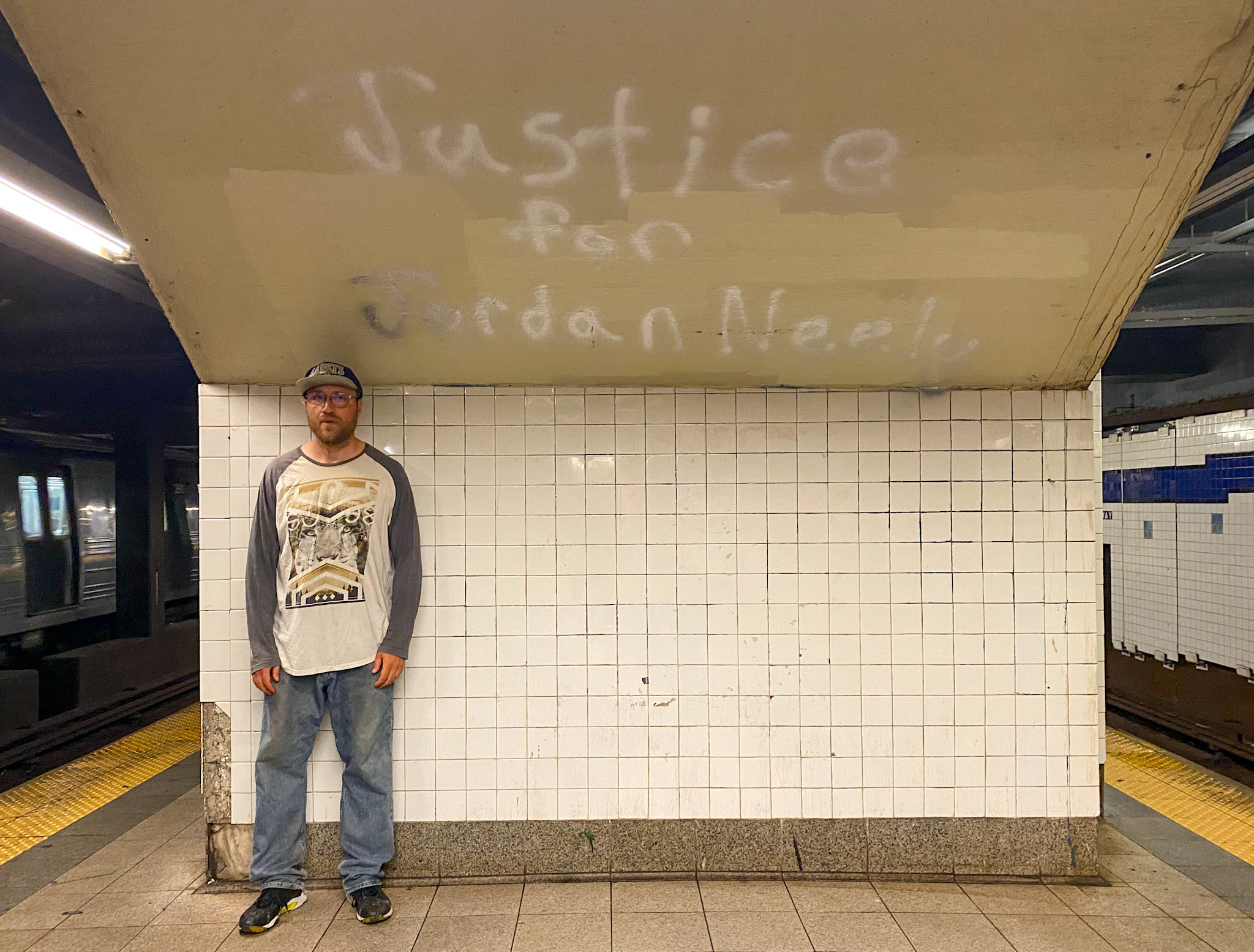 Johnny Grima in the Broadway-Lafayette Street subway station, where a year ago he witnessed Jordan Neely’s body lying on the floor of an uptown F train.