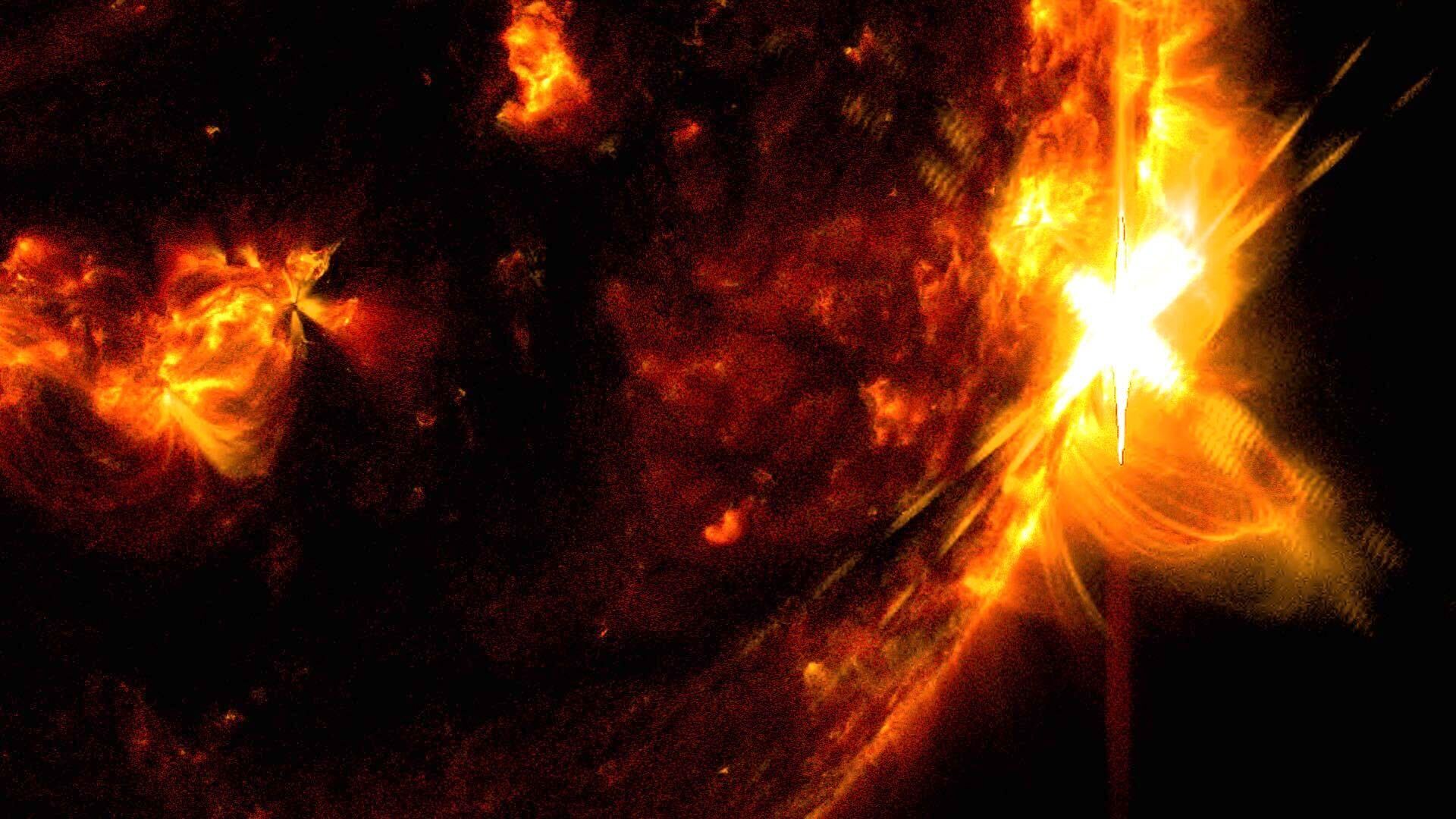 A NASA image of a solar flare.