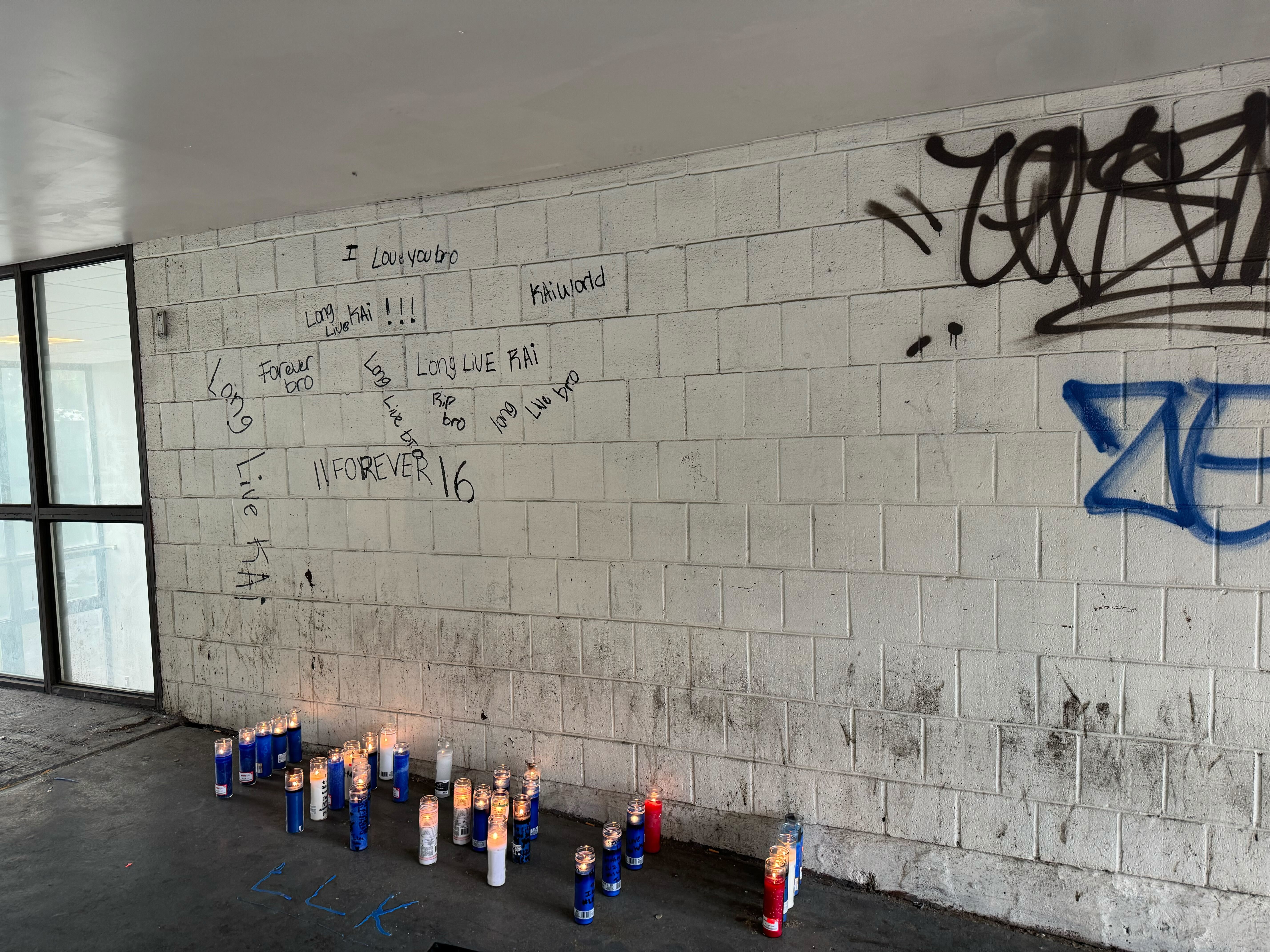 A candlelight memorial for 16-year-old Mahki Brown near his home in East Flatbush, on May 8, 2024.