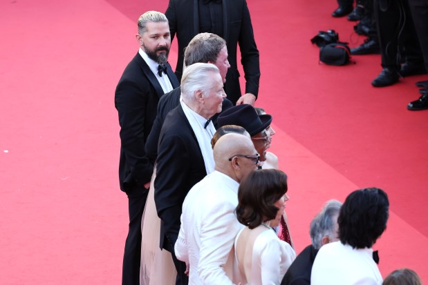 Shia LaBeouf (far left) at the "Megalopolis" Red Carpet at the 77th annual Cannes Film Festival. (Cindy Ord/Getty Images)